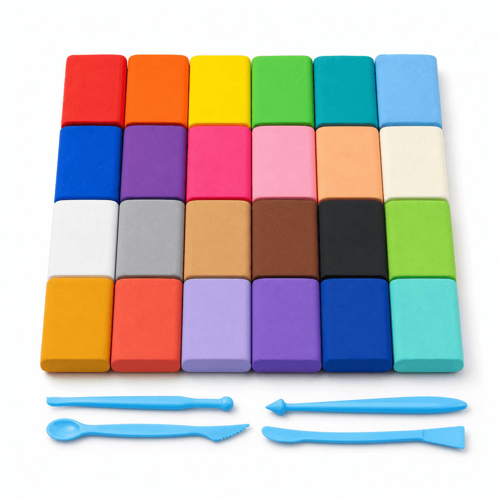 Air-Dry Clay Color Set, 24 Colors on a white background